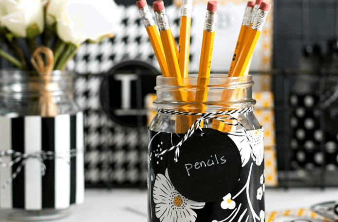 DIY Mason Jar Desk Organizer
